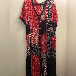 Womens Papaya Moon Long Button Boho Dress Size Large Rayon